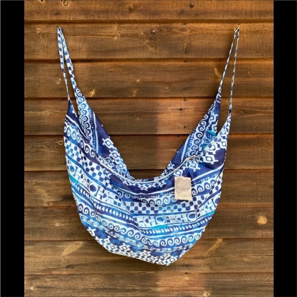 Tropical Beach Waves Full Zip Market Hobo Bag Blue New
